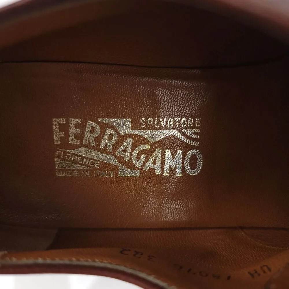 NEW Salvatore Ferragamo Brown Leather Old Money Cap Toe Oxford Shoes Old Money